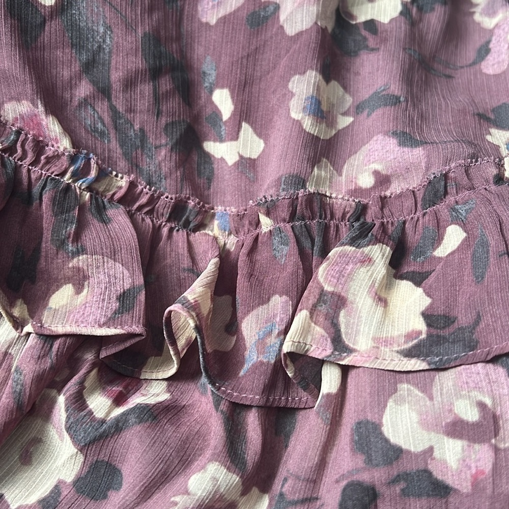 LAUREN RALPH LAUREN Purple Zippered Ruffled Tiered Skirt Lined Floral - Picture 5 of 9